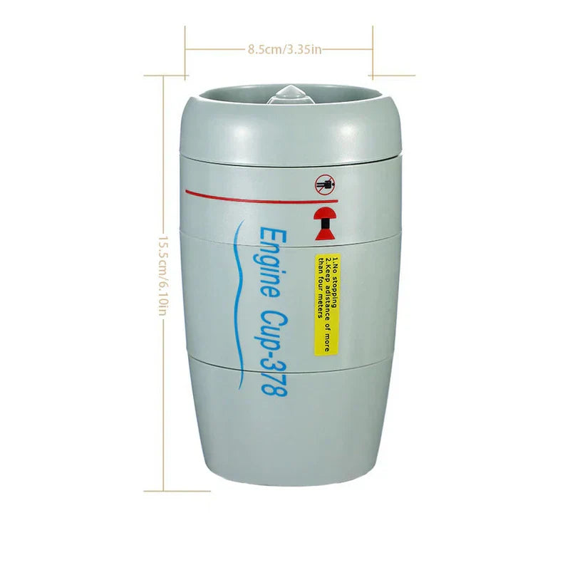Suction Tumbler Mug - Light gray Engine Cup-378 cup-shaped container with dimension markings and printed labels.