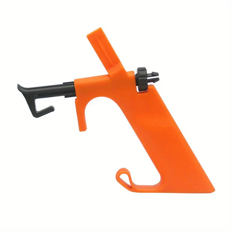 Paint Can Holder Grip - Single orange and black plastic adjustable paint bucket tool, shown flat against a white background