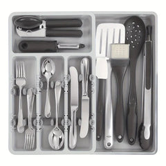 Expandable Bamboo Cutlery Drawer Organizer Tray