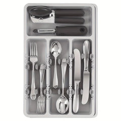 Expandable Bamboo Cutlery Drawer Organizer Tray