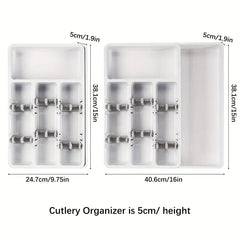 Expandable Bamboo Cutlery Drawer Organizer Tray