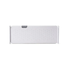 White expandable closet drawer organizer with textured X pattern shown on plain white background