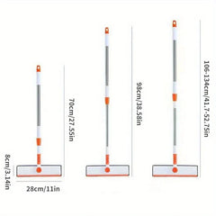 Window Screen Cleaner - Three views of a cleaning tool with retractable handle, showing three length options and head dimensions.