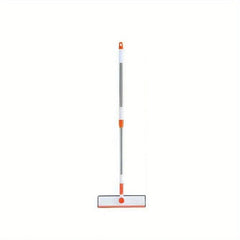 Window Screen Cleaner - Full length view of extendable cleaning tool with telescoping metal pole, orange and white accents, and rectangular cleaning head