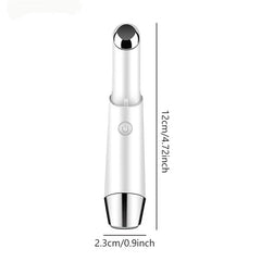 Beauty Massager Pen Tool - White pen-shaped beauty device with power button, showing 12cm length and 2.3cm width measurements