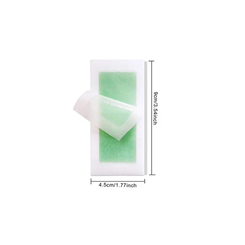 Wax Strips Paper - Small rectangular wax strip with one protective liner partially peeled back, showing width and length measurements