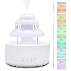 Water Fountain - Unit emitting cool mist with swatch display of available color light settings