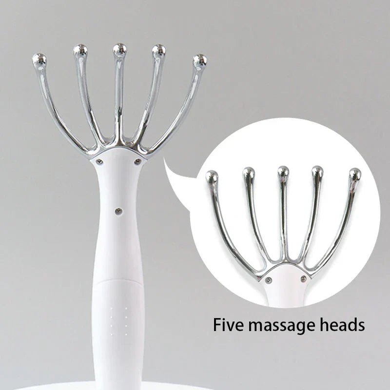 Massage Mat - Close-up of a white-handled five-prong massager with callout highlighting five rounded massage heads
