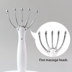Massage Mat - Close-up of a white-handled five-prong massager with callout highlighting five rounded massage heads