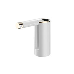 Gallon Jug - White and gold foldable electric water dispensing unit with control button on spout