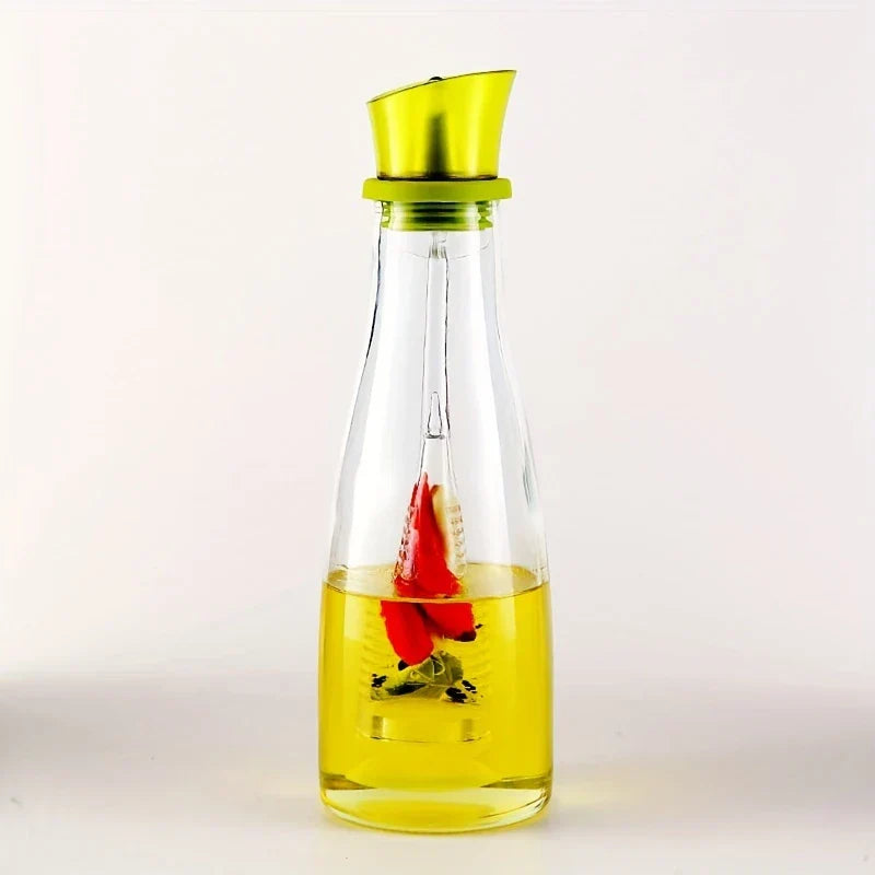 Glass Oil Vinegar Dispenser Bottle Green Top