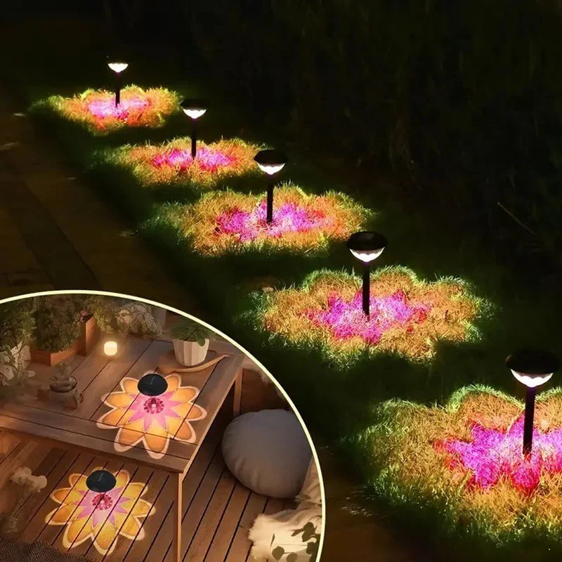 solarbetriebene wegbeleuchtung - Solar-Gartenwegbeleuchtung beleuchtet einen Gehweg in der Abenddämmerung