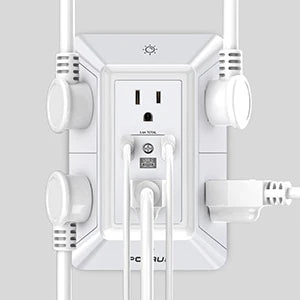 Multi-Function Wall Charger & Surge Protector: 6 Outlets with USB-C Port (3-Sided Design)