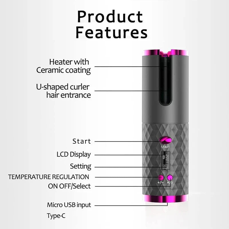 Hair Curling Iron Wand Styler Tool