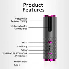 Hair Curling Iron Wand Styler Tool