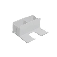 Hair Dryer Organizer - White plastic freestanding storage unit with divided compartments and U-shaped front cradle
