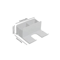 Hair Dryer Organizer - White wall-mounted organizer with dimension labels showing 16.5cm, 7.5cm, and 15cm measurements on a plain white background