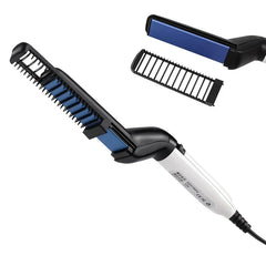 Hair Styling Comb - Detachable black comb attachment shown separated from the styling tool, revealing the blue flat heating plate beneath the comb