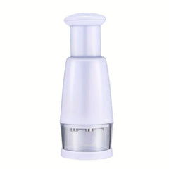 Food Chopper Mixer - White hand press chopping unit with clear lower chopping chamber and stainless steel blades