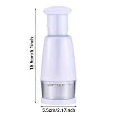 Food Chopper Mixer - White manual food chopper with height 15.5cm/6.1inch and width 5.5cm/2.17inch dimension markings on white background