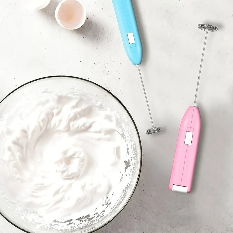 Electric milk frother whisk with stainless steel shaft