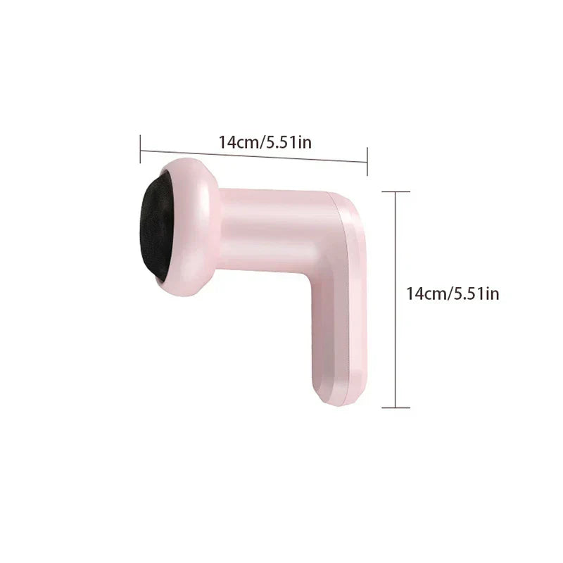 Handheld Percussion Massager - Pink L-shaped handheld massage device with 14cm length and height dimensions shown against a white background.