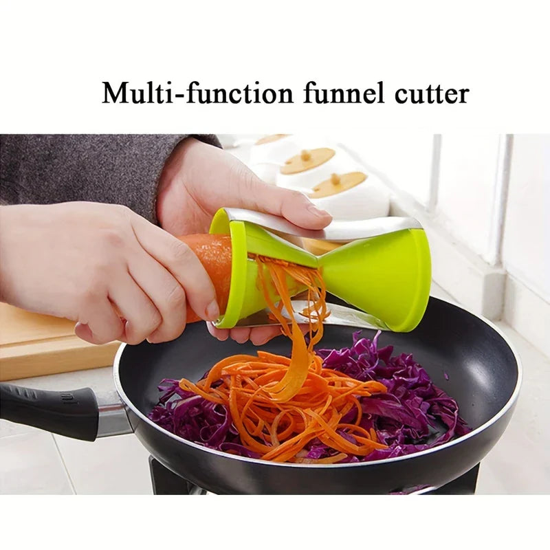 Handheld Spiral Vegetable Slicer Funnel Grater