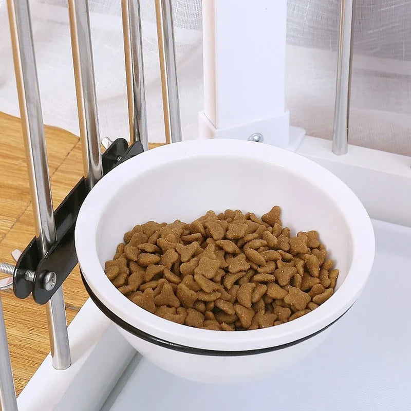 Hanging Crate Pet Bowl Feeder Water Dish