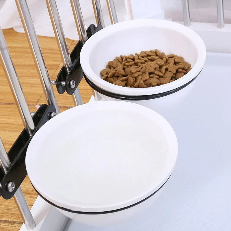 Hanging Crate Pet Bowl Feeder Water Dish