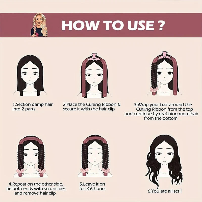 Heatless Hair Curling Rod Headband Rollers