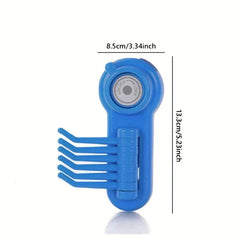 Heavy Duty Suction Cup Hooks - Blue wall-mounted multi-arm holder on white background, marked with dimensions 8.5cm wide by 13.3cm tall