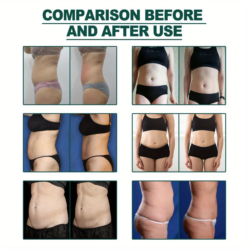 Slimming Patch - Collage of six side-by-side torso photos showing before and after comparisons of midsections