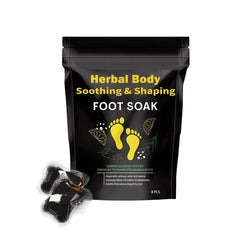 Bath Beads - Black resealable foot soak pouch with two individually wrapped dark gel beads displayed in front
