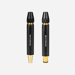 High Pressure Hose Nozzle - Two black and gold high pressure water nozzles placed side by side on a plain light background