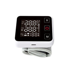Bp Checker Machine - Front view of white-cased wrist-worn blood pressure monitor with LED display and three control buttons