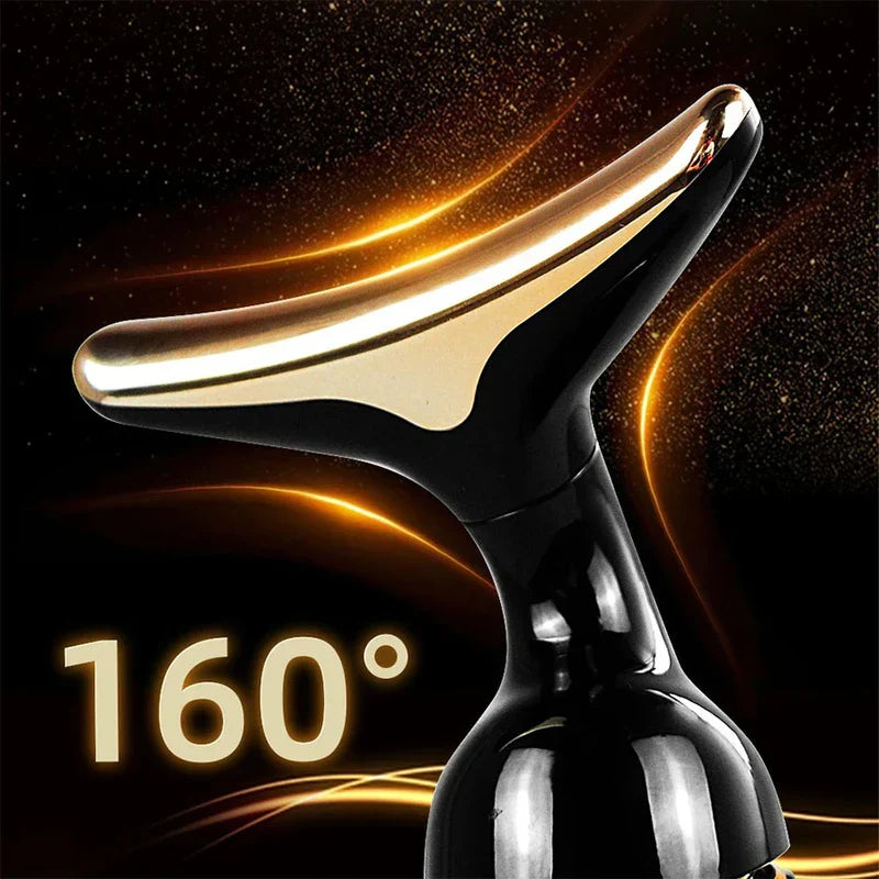 Skin Rejuvenation Device - Black and gold massage tool head showing a 160-degree curved angle