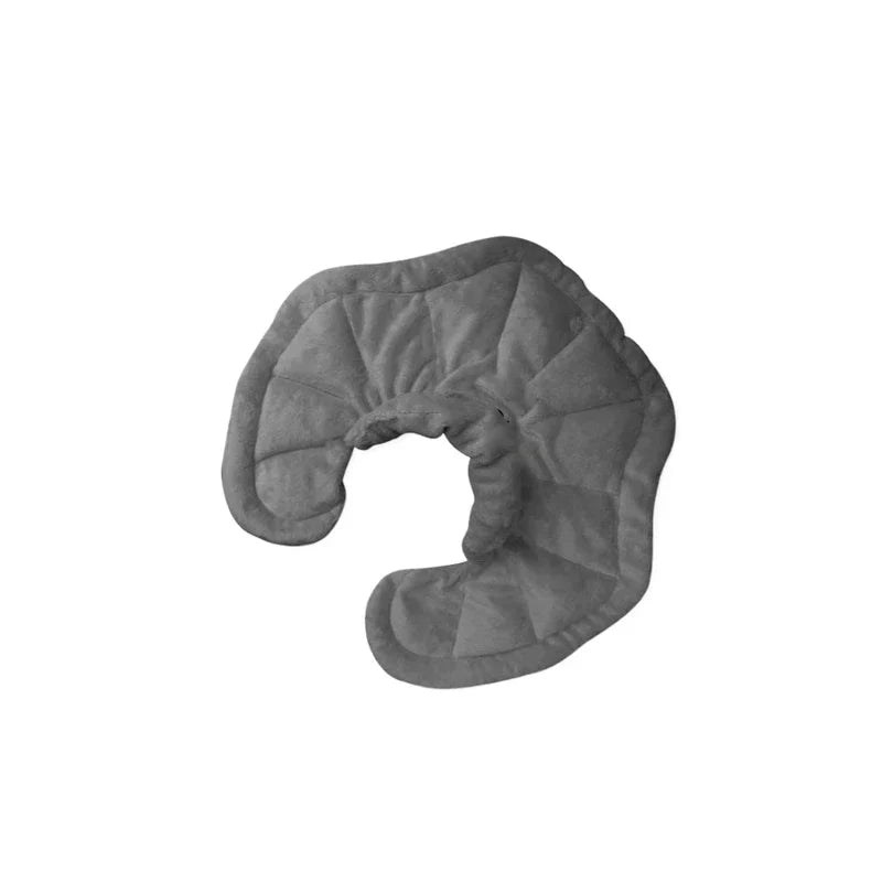 Hot Cold Therapy Neck Wrap - Quilted gray contoured neck and shoulder wrap laid flat against a white background