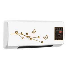 Heater Fan Combo - White wall-mounted unit with gold floral and butterfly decal, digital control panel showing 30, and bottom air vent