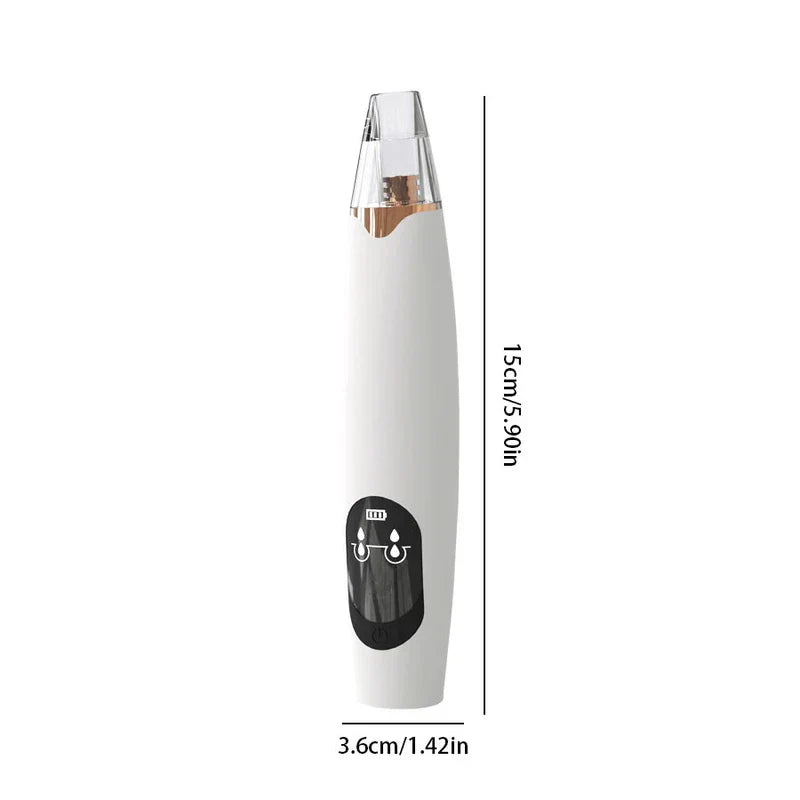 Hot & Cold Compress - White handheld facial device with clear suction tip, shown with length 15cm and width 3.6cm dimension markings.