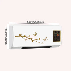 Heater Fan Combo - Wall-mounted air conditioner unit with gold floral and butterfly design, showing 54cm length and 10.5cm height measurements and control panel displaying 30