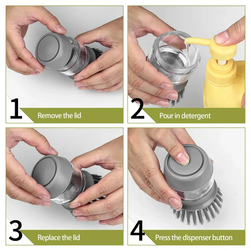 Hydraulic Soap Dispensing Pot Scrubber Brush