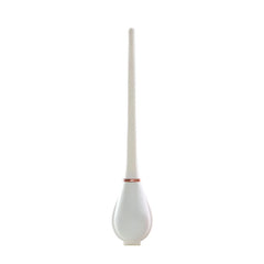 White bathroom bowl scrubber & caddy stand with a rose gold accent ring, shown on a white background.