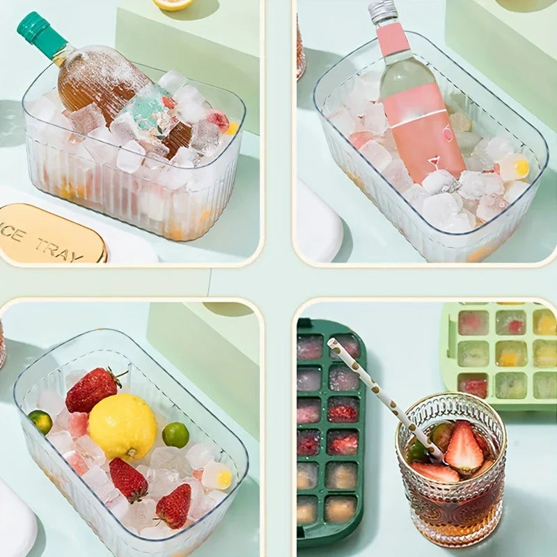 Ice Cube Tray with Lid and Bin
