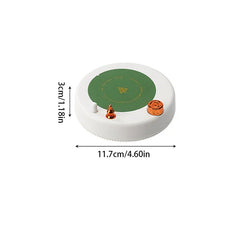 Insulated Mug - White round heating and stirring coaster with size markings, showing 11.7cm diameter and 3cm height.
