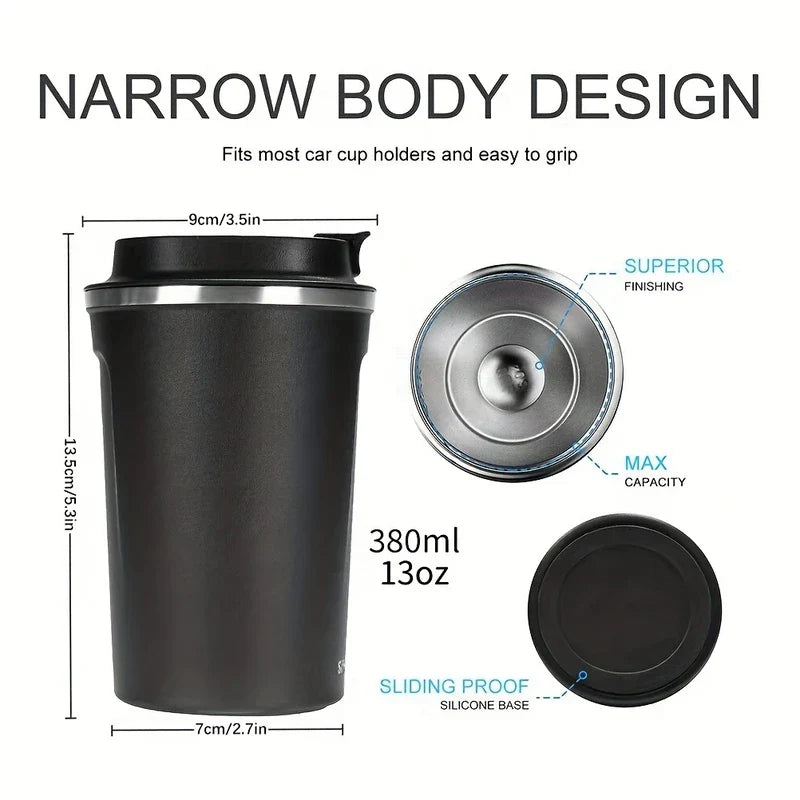 Coffee travel mug held in hand