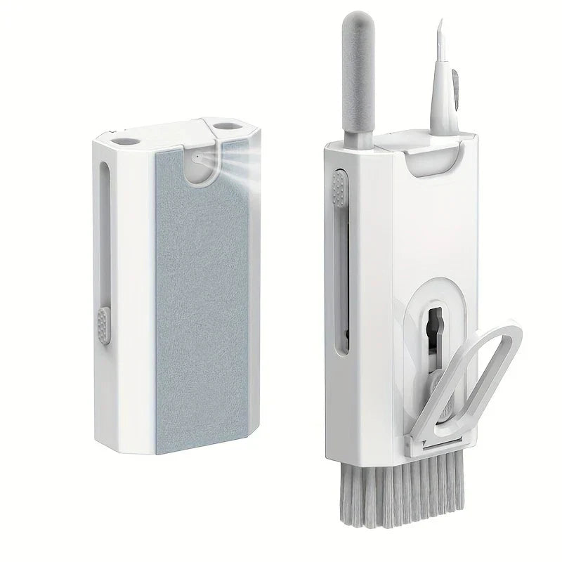 Keyboard Cleaner Brush Dust Removal Kit - Closed and fully extended compact multi-tool cleaning kit showing all attached cleaning heads
