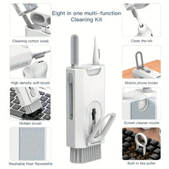 Keyboard Cleaner Brush Dust Removal Kit - Eight-in-one cleaning kit showing all component uses in surrounding small inset photos