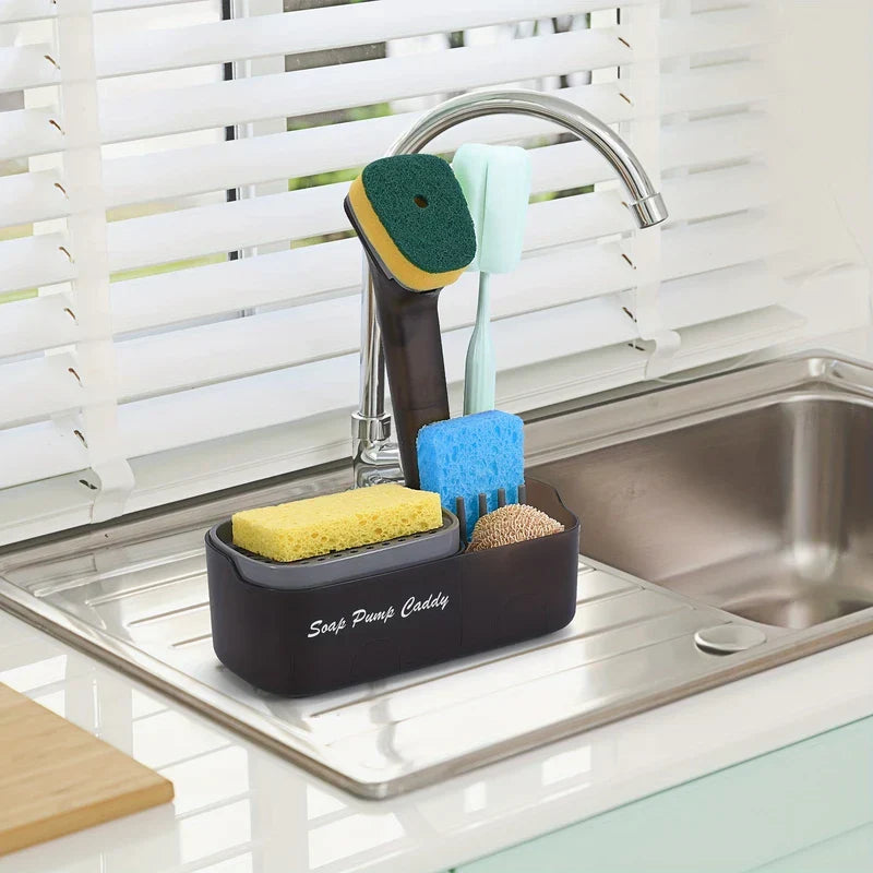 Kitchen Soap Dispenser with Sponge Holder Caddy