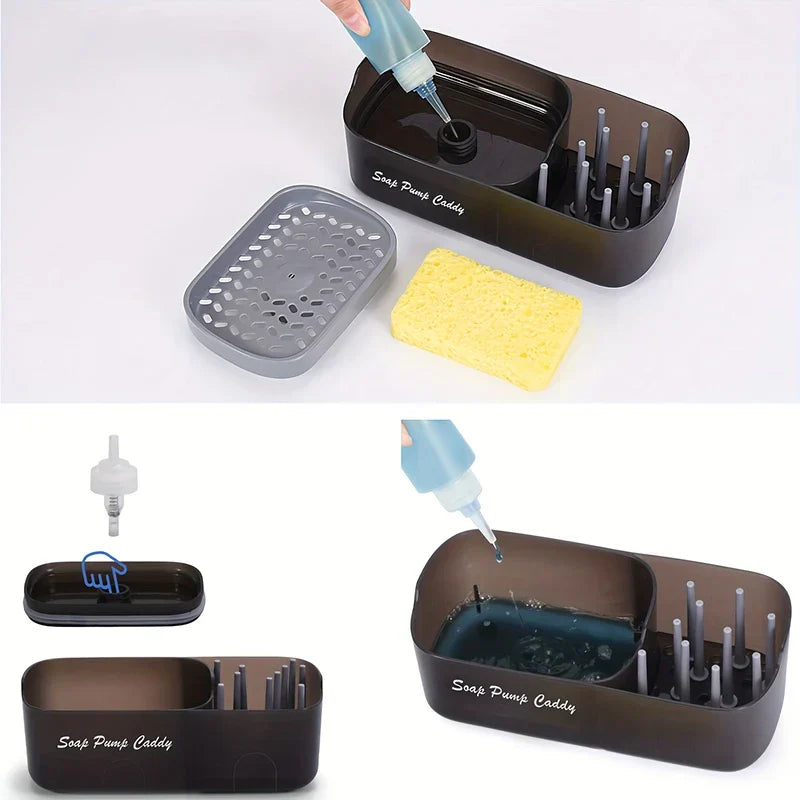 Kitchen Soap Dispenser with Sponge Holder Caddy