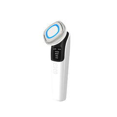 Led Light Therapy - Handheld facial beauty device with digital display showing four mode options and blue accent ring on treatment head